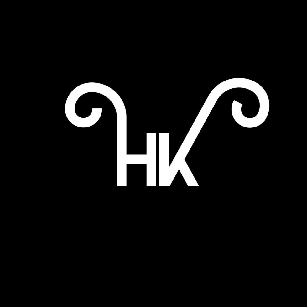 design de logotipo de letra hk em fundo preto. hk conceito de logotipo de letra de iniciais criativas. hh design de letras. hk design de letra branca sobre fundo preto. hk, logotipo hk vetor