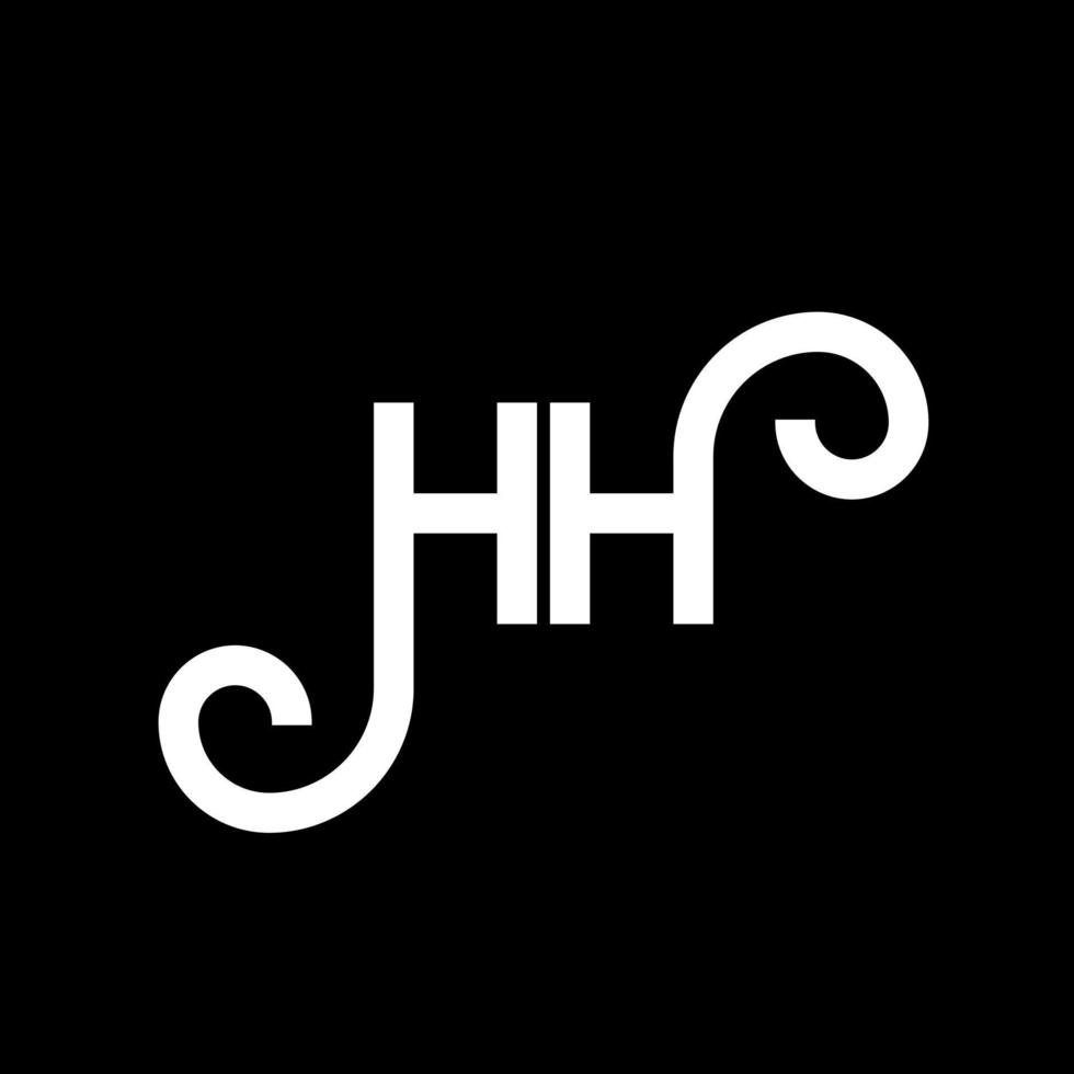 design de logotipo de letra hh em fundo preto. hh conceito de logotipo de letra de iniciais criativas. hh design de letras. hh design de letra branca sobre fundo preto. hh, hh logotipo vetor