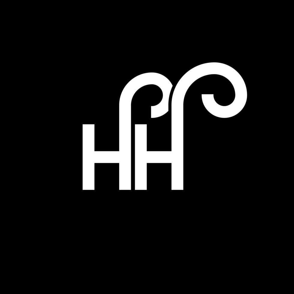 design de logotipo de letra hh em fundo preto. hh conceito de logotipo de letra de iniciais criativas. hh design de letras. hh design de letra branca sobre fundo preto. hh, hh logotipo vetor