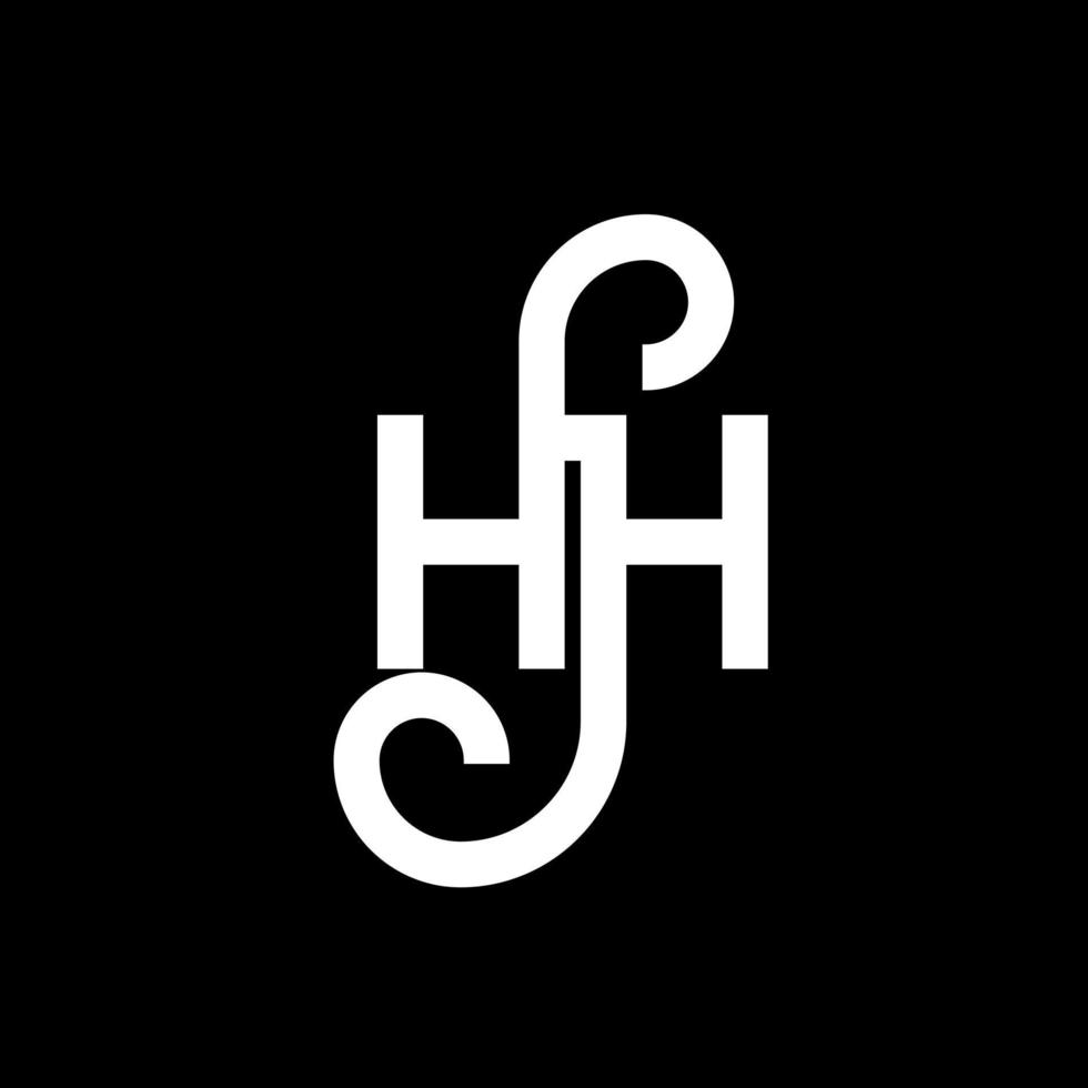 design de logotipo de letra hh em fundo preto. hh conceito de logotipo de letra de iniciais criativas. hh design de letras. hh design de letra branca sobre fundo preto. hh, hh logotipo vetor