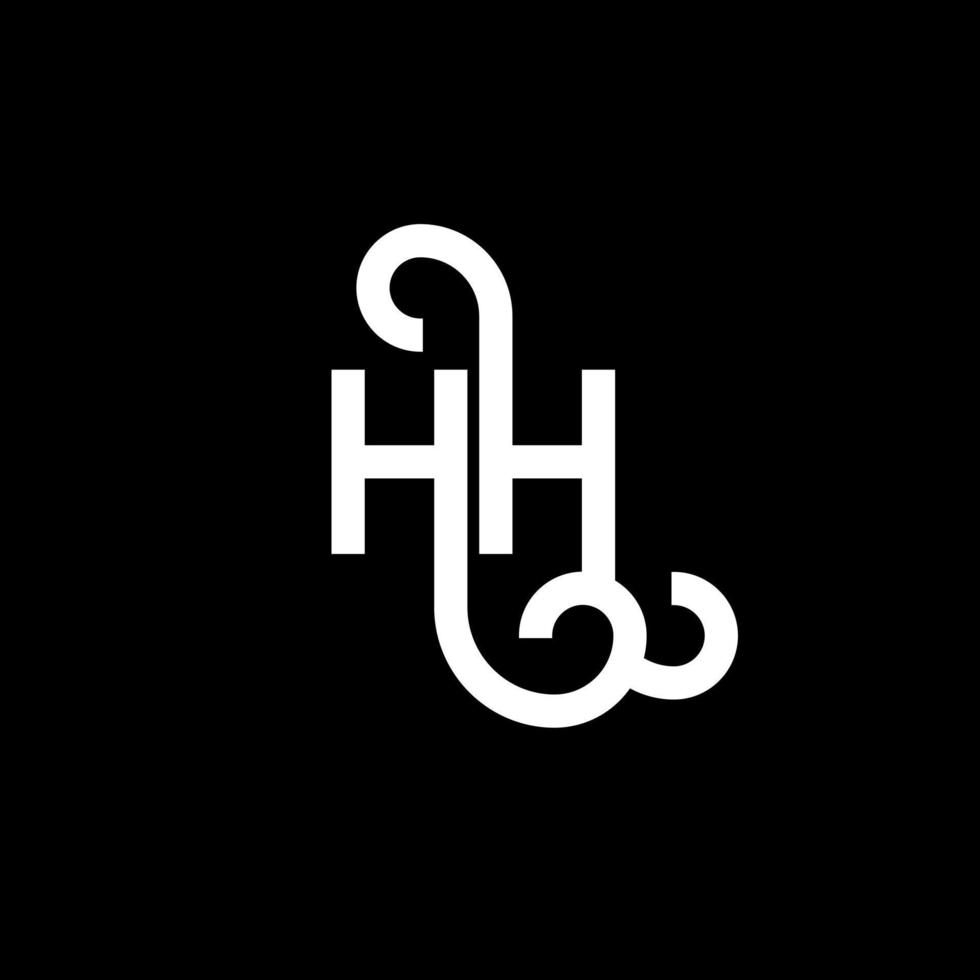 design de logotipo de letra hh em fundo preto. hh conceito de logotipo de letra de iniciais criativas. hh design de letras. hh design de letra branca sobre fundo preto. hh, hh logotipo vetor