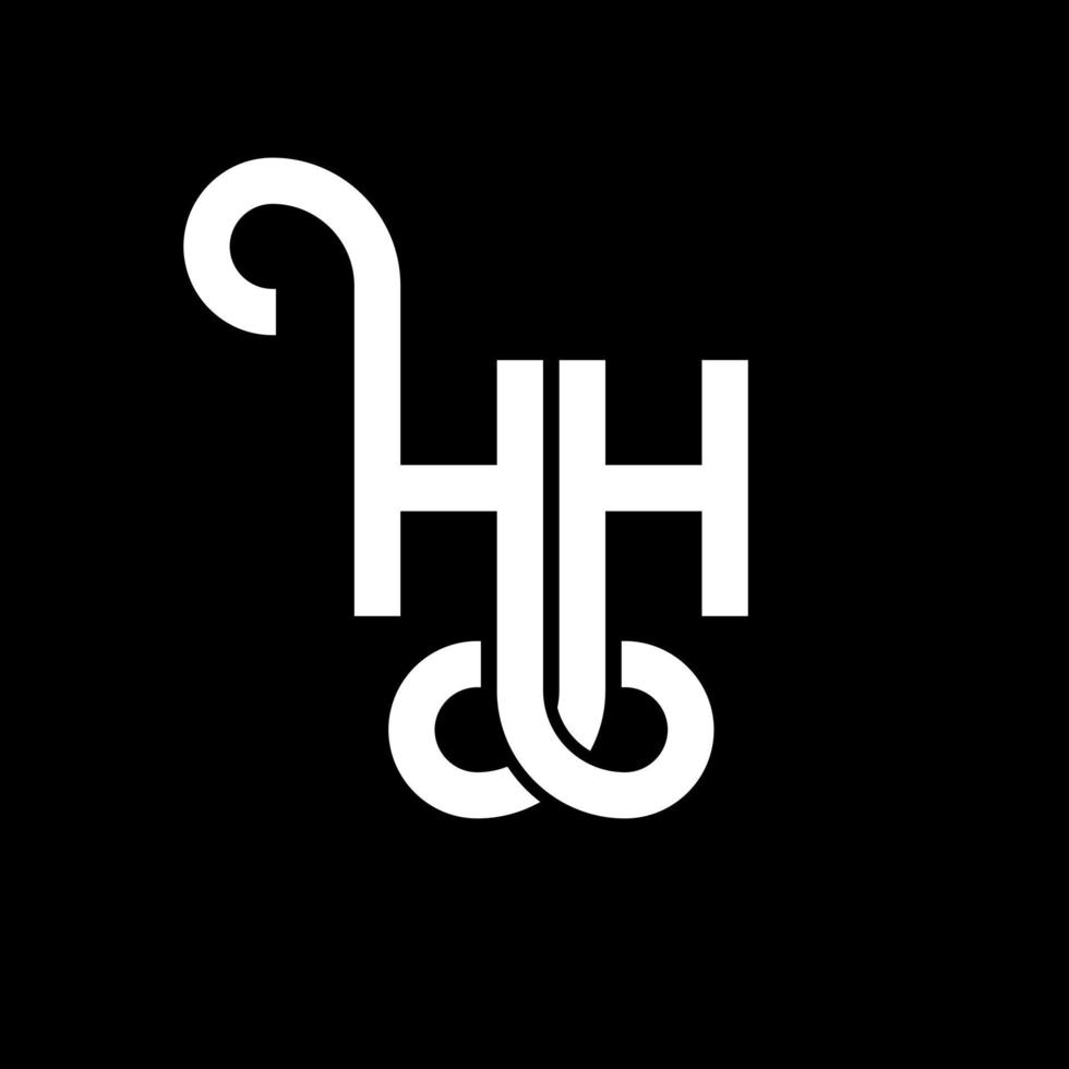 design de logotipo de letra hh em fundo preto. hh conceito de logotipo de letra de iniciais criativas. hh design de letras. hh design de letra branca sobre fundo preto. hh, hh logotipo vetor