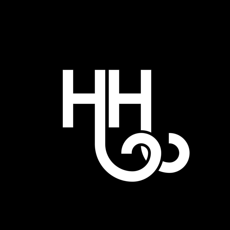 design de logotipo de letra hh em fundo preto. hh conceito de logotipo de letra de iniciais criativas. hh design de letras. hh design de letra branca sobre fundo preto. hh, hh logotipo vetor