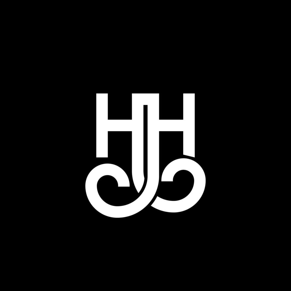 design de logotipo de letra hh em fundo preto. hh conceito de logotipo de letra de iniciais criativas. hh design de letras. hh design de letra branca sobre fundo preto. hh, hh logotipo vetor