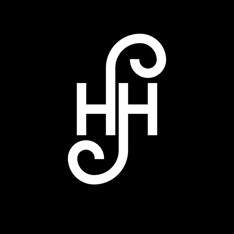 design de logotipo de letra hh em fundo preto. hh conceito de logotipo de letra de iniciais criativas. hh design de letras. hh design de letra branca sobre fundo preto. hh, hh logotipo vetor