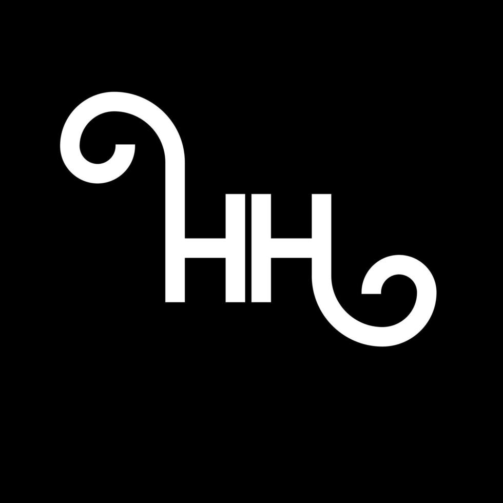 design de logotipo de letra hh em fundo preto. hh conceito de logotipo de letra de iniciais criativas. hh design de letras. hh design de letra branca sobre fundo preto. hh, hh logotipo vetor