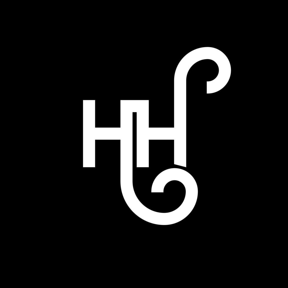 design de logotipo de letra hh em fundo preto. hh conceito de logotipo de letra de iniciais criativas. hh design de letras. hh design de letra branca sobre fundo preto. hh, hh logotipo vetor