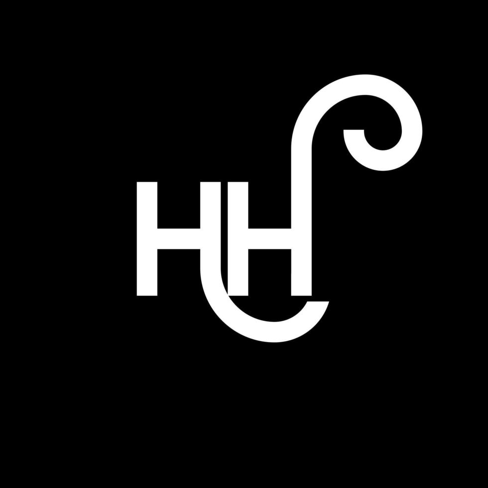 design de logotipo de letra hh em fundo preto. hh conceito de logotipo de letra de iniciais criativas. hh design de letras. hh design de letra branca sobre fundo preto. hh, hh logotipo vetor