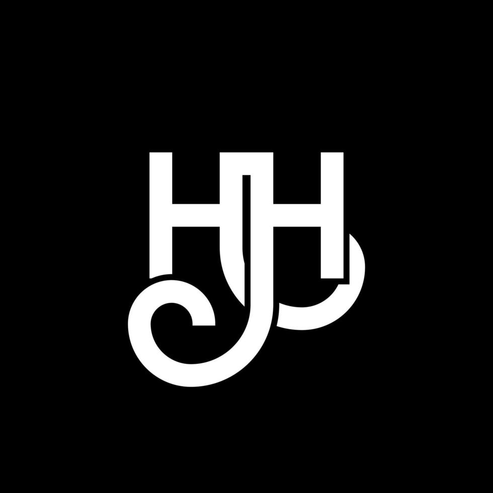 design de logotipo de letra hh em fundo preto. hh conceito de logotipo de letra de iniciais criativas. hh design de letras. hh design de letra branca sobre fundo preto. hh, hh logotipo vetor