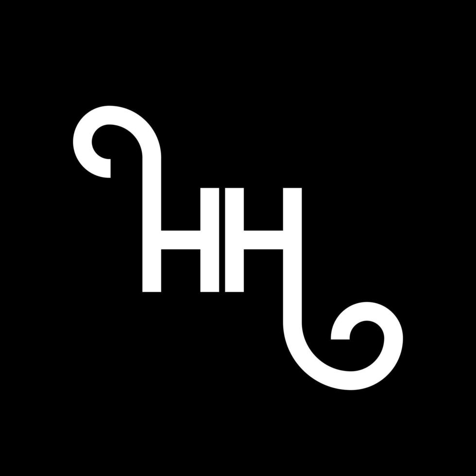 design de logotipo de letra hh em fundo preto. hh conceito de logotipo de letra de iniciais criativas. hh design de letras. hh design de letra branca sobre fundo preto. hh, hh logotipo vetor