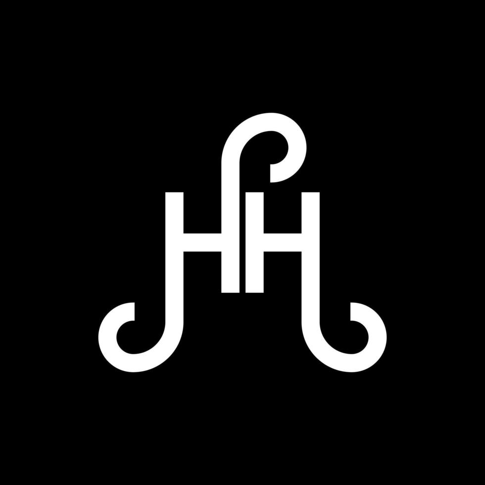 design de logotipo de letra hh em fundo preto. hh conceito de logotipo de letra de iniciais criativas. hh design de letras. hh design de letra branca sobre fundo preto. hh, hh logotipo vetor