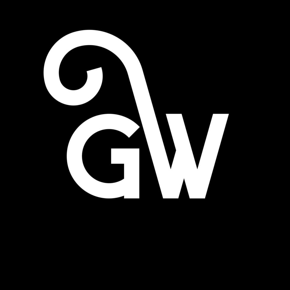 gw carta logotipo design em fundo preto. gw conceito de logotipo de letra de iniciais criativas. gw design de letras. gw desenho de letra branca sobre fundo preto. gw, logotipo gw vetor