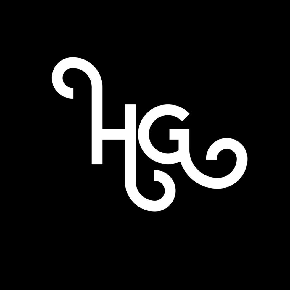 design de logotipo de carta hg em fundo preto. hg conceito de logotipo de letra de iniciais criativas. design de letra hg. hg design de letra branca sobre fundo preto. hg, logo hg vetor