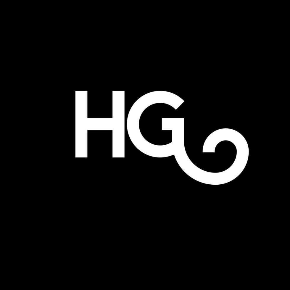 design de logotipo de carta hg em fundo preto. hg conceito de logotipo de letra de iniciais criativas. design de letra hg. hg design de letra branca sobre fundo preto. hg, logo hg vetor