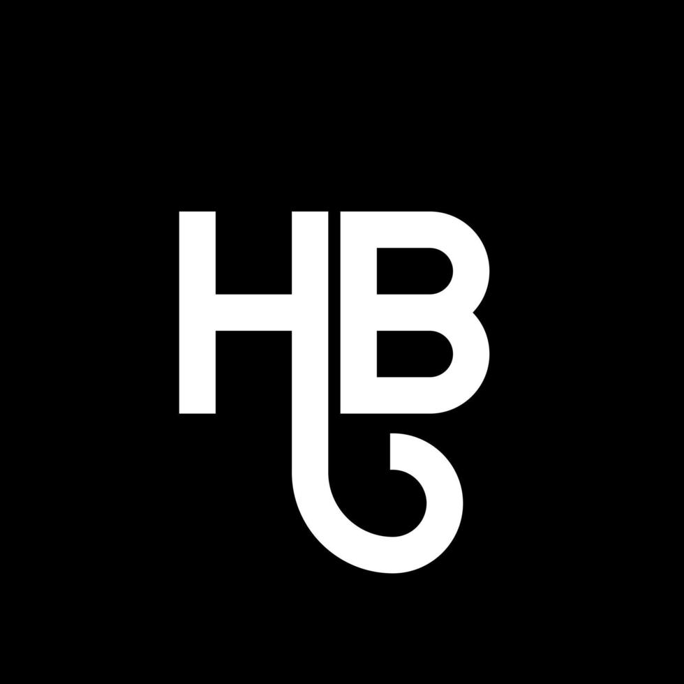 design de logotipo de carta hb em fundo preto. conceito de logotipo de letra de iniciais criativas hb. design de letra hb. hb design de letra branca sobre fundo preto. hb, logo hb vetor