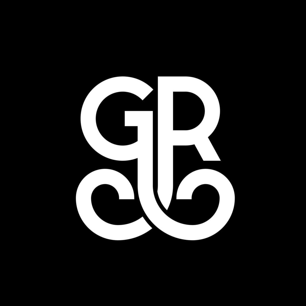 gr carta design de logotipo em fundo preto. gr conceito de logotipo de letra de iniciais criativas. gr design de letra. gr desenho de letra branca sobre fundo preto. gr, logotipo gr vetor