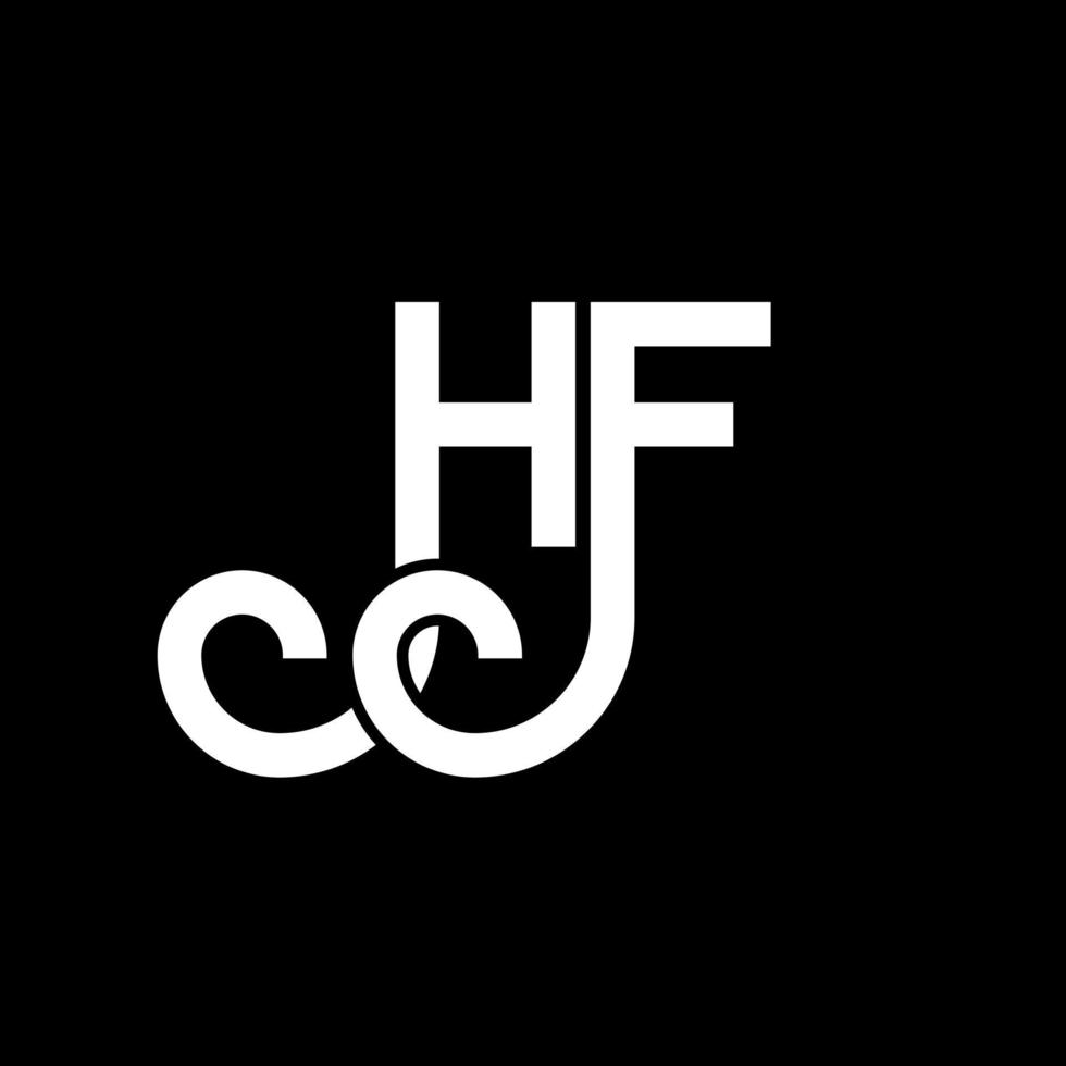 design de logotipo de carta hf em fundo preto. conceito de logotipo de letra de iniciais criativas de hf. design de letra hf. hf design de letra branca sobre fundo preto. hf, logotipo hf vetor