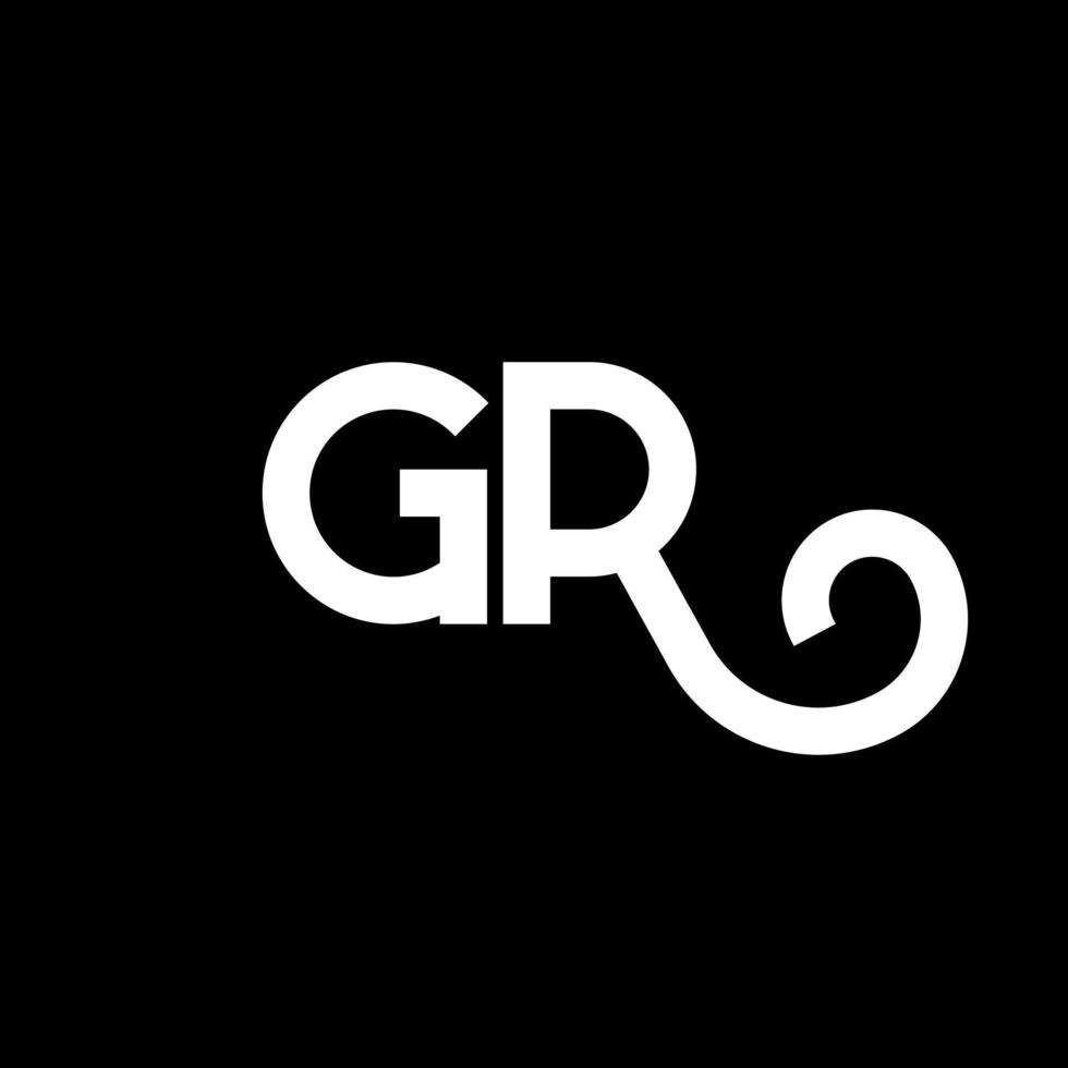 gr carta design de logotipo em fundo preto. gr conceito de logotipo de letra de iniciais criativas. gr design de letra. gr desenho de letra branca sobre fundo preto. gr, logotipo gr vetor