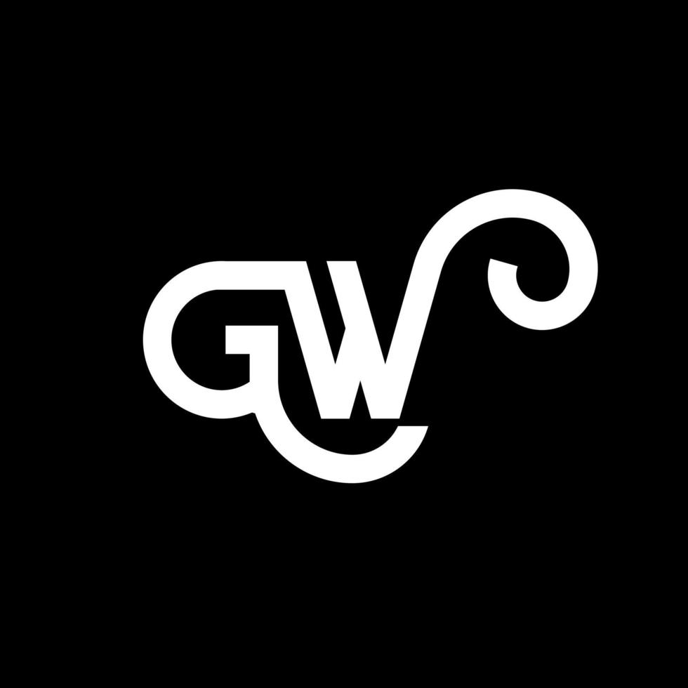 gw carta logotipo design em fundo preto. gw conceito de logotipo de letra de iniciais criativas. gw design de letras. gw desenho de letra branca sobre fundo preto. gw, logotipo gw vetor