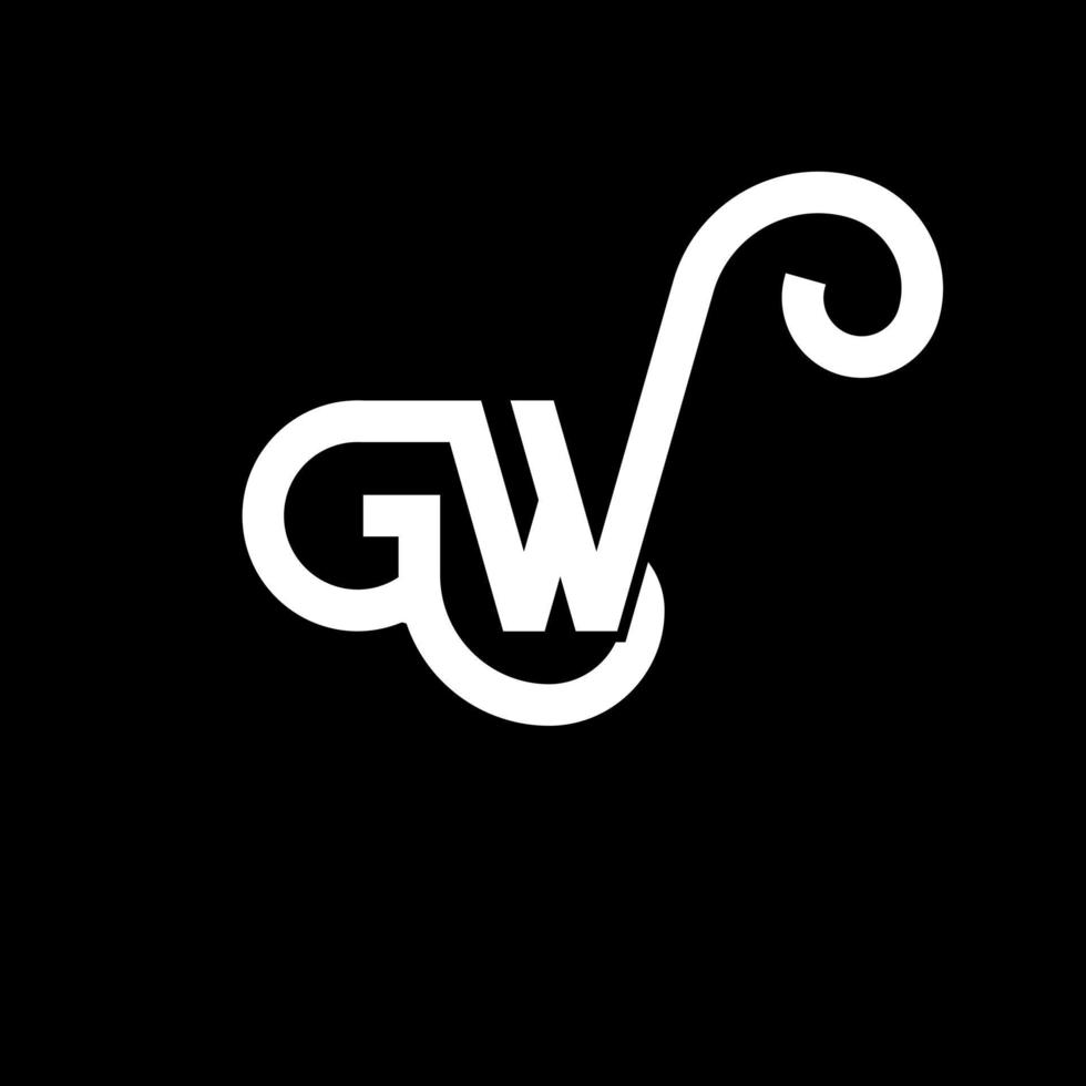 gw carta logotipo design em fundo preto. gw conceito de logotipo de letra de iniciais criativas. gw design de letras. gw desenho de letra branca sobre fundo preto. gw, logotipo gw vetor