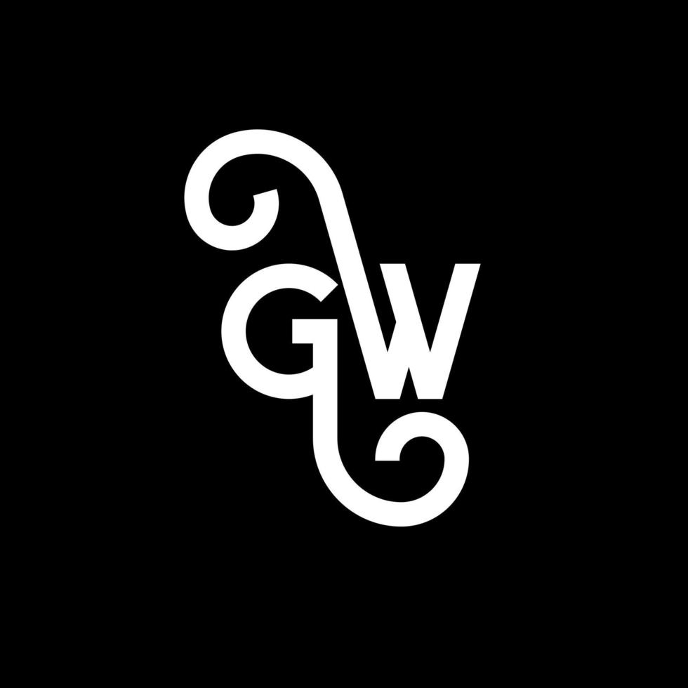 gw carta logotipo design em fundo preto. gw conceito de logotipo de letra de iniciais criativas. gw design de letras. gw desenho de letra branca sobre fundo preto. gw, logotipo gw vetor