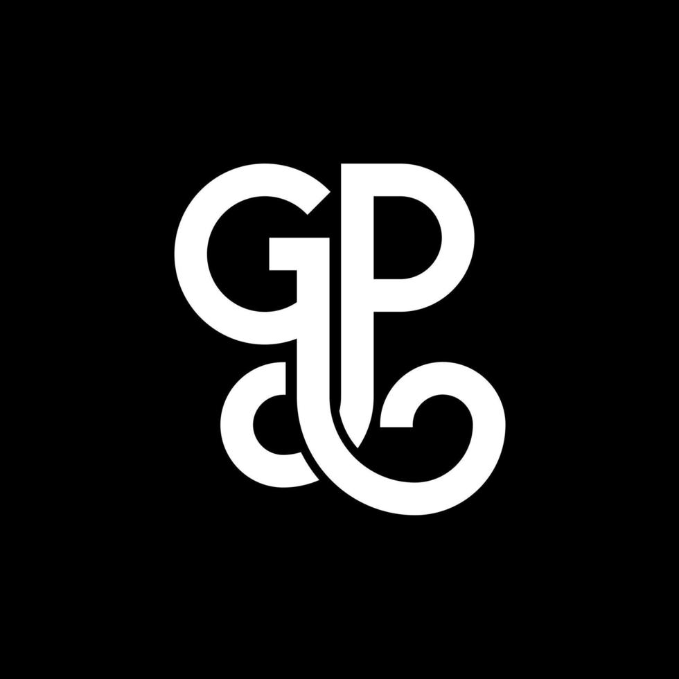 design de logotipo de carta gp em fundo preto. conceito de logotipo de carta de iniciais criativas gp. design de carta gp. gp design de carta branca sobre fundo preto. gp, logotipo gp vetor