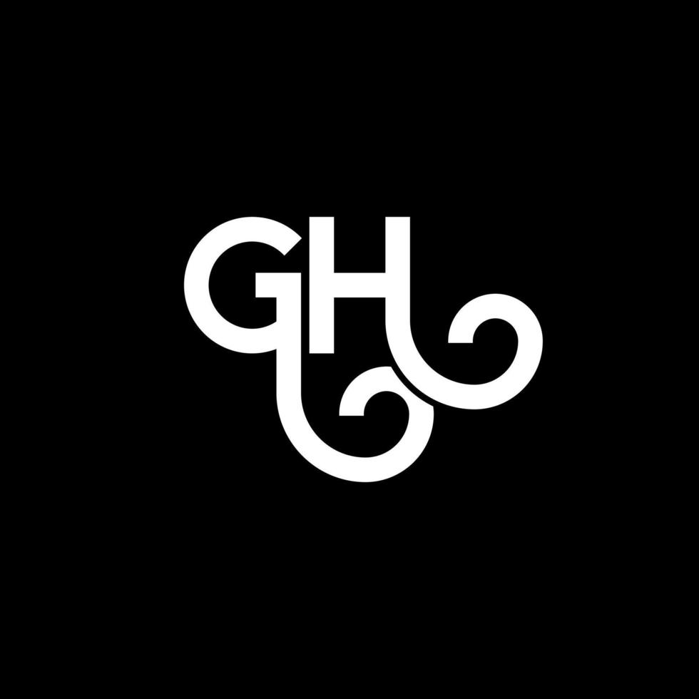 design de logotipo de carta gh em fundo preto. gh conceito de logotipo de letra de iniciais criativas. design de letra gh. gh design de letra branca sobre fundo preto. gh, gh logotipo vetor