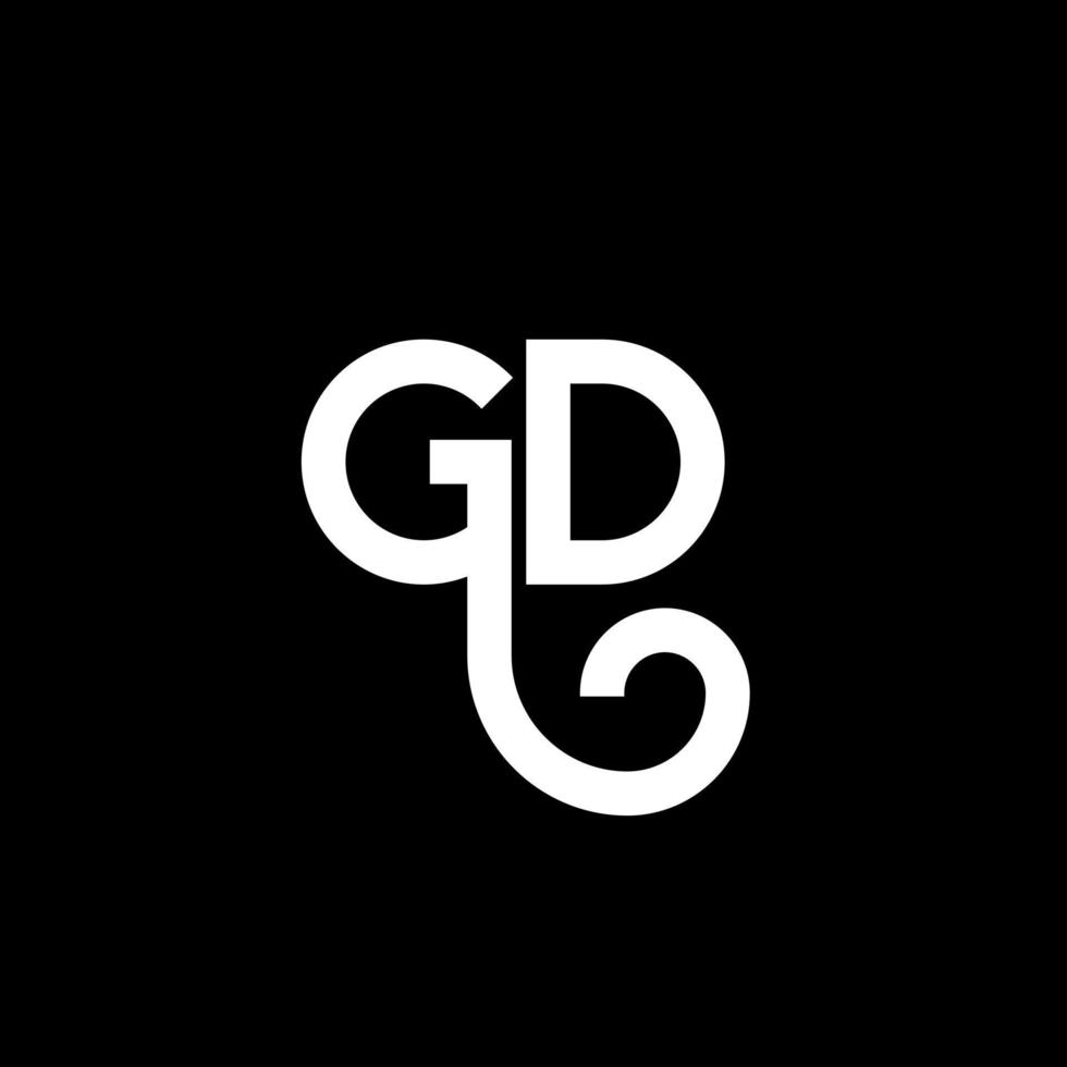 design de logotipo de carta gd em fundo preto. gd conceito de logotipo de carta de iniciais criativas. design de letra gd. gd design de letra branca sobre fundo preto. gd, logo gd vetor