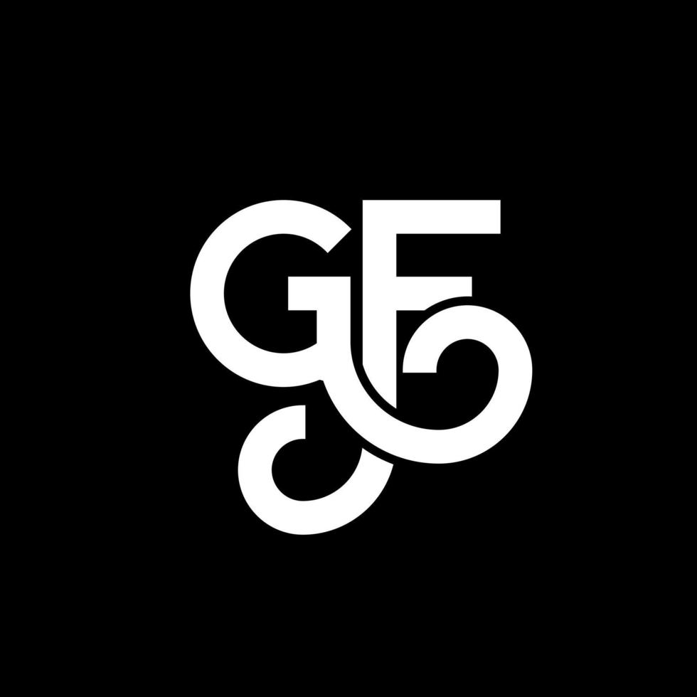 gf carta logotipo design em fundo preto. gf conceito de logotipo de letra de iniciais criativas. gf design de letras. gf design de letra branca sobre fundo preto. gf, logo gf vetor