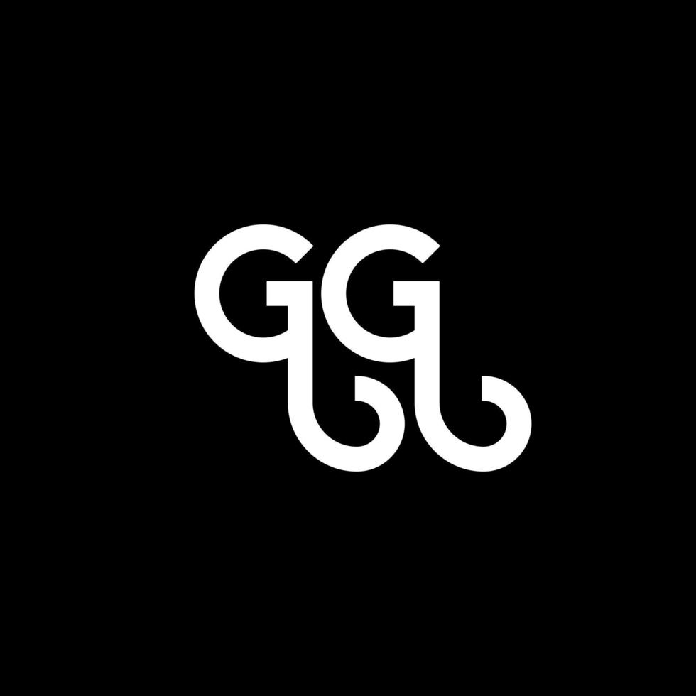 gg carta logotipo design em fundo preto. gg conceito de logotipo de letra de iniciais criativas. design de letra gg. gg design de letra branca sobre fundo preto. gg, logotipo gg vetor