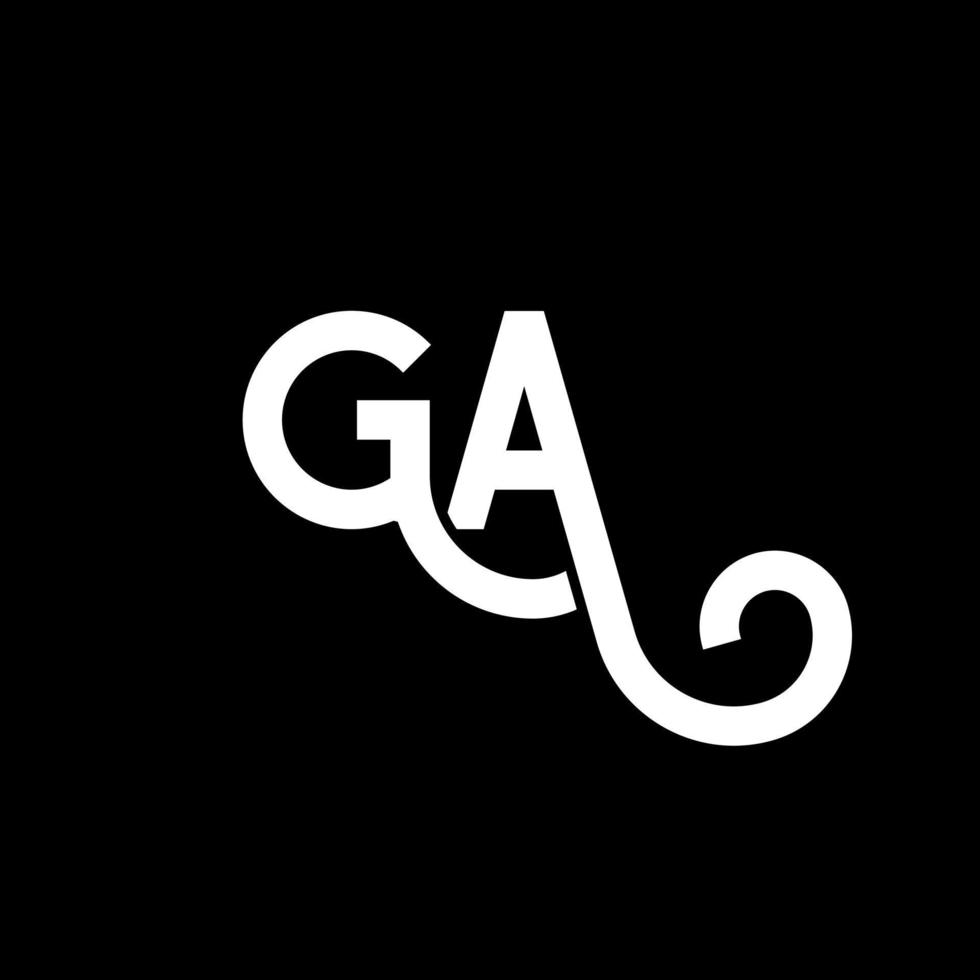 ga design de logotipo de carta em fundo preto. ga conceito de logotipo de letra de iniciais criativas. ga design de letras. ga design de letra branca sobre fundo preto. ga, logotipo do ga vetor