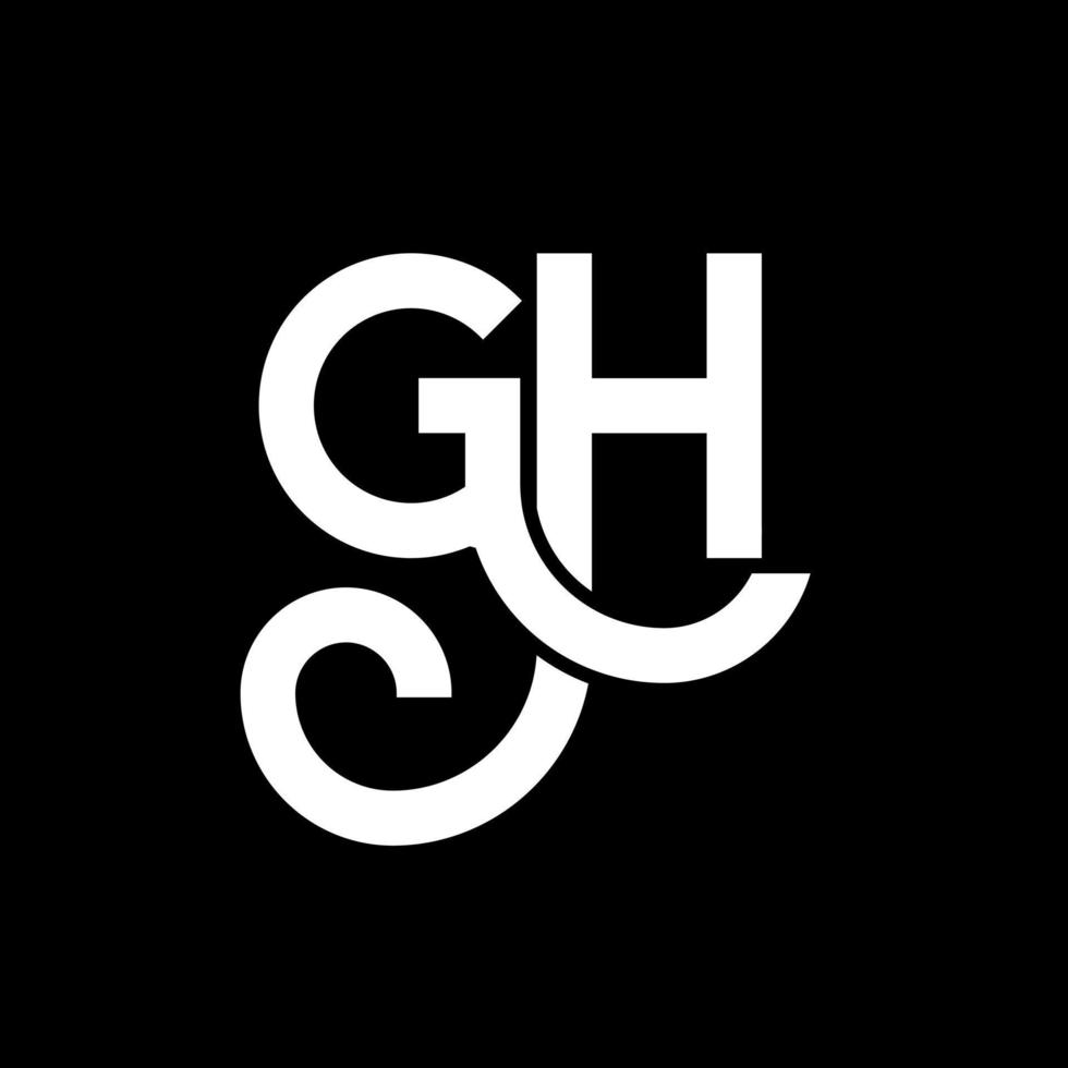 design de logotipo de carta gh em fundo preto. gh conceito de logotipo de letra de iniciais criativas. design de letra gh. gh design de letra branca sobre fundo preto. gh, gh logotipo vetor