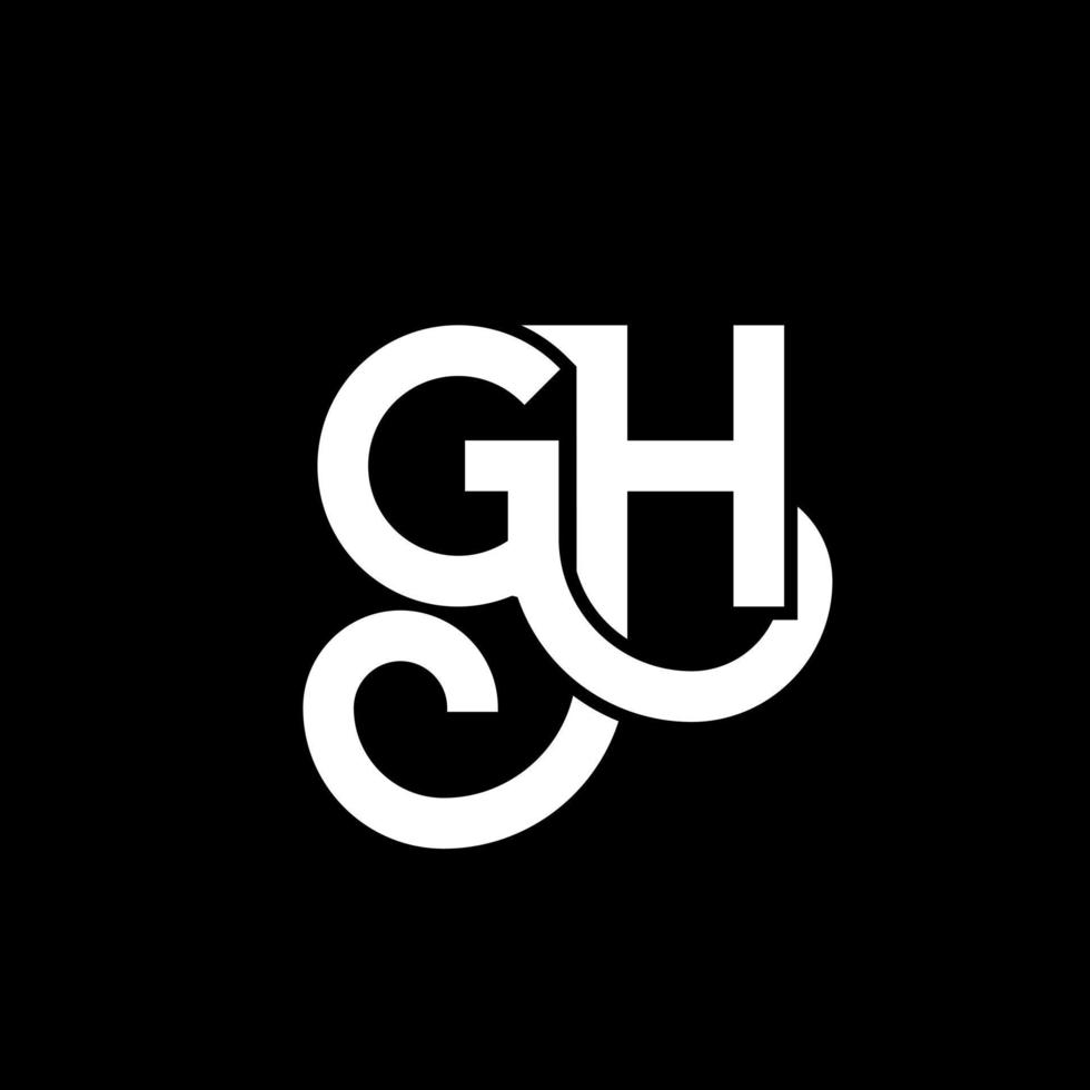 design de logotipo de carta gh em fundo preto. gh conceito de logotipo de letra de iniciais criativas. design de letra gh. gh design de letra branca sobre fundo preto. gh, gh logotipo vetor