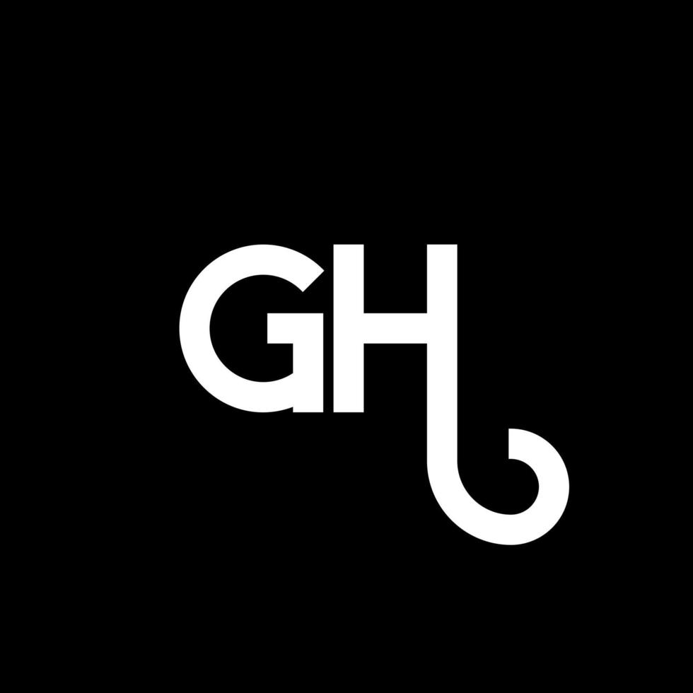 design de logotipo de carta gh em fundo preto. gh conceito de logotipo de letra de iniciais criativas. design de letra gh. gh design de letra branca sobre fundo preto. gh, gh logotipo vetor