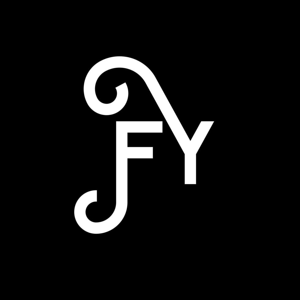 design de logotipo de carta fy em fundo preto. fy conceito de logotipo de letra de iniciais criativas. design de letras. fy design de letra branca sobre fundo preto. Fy, Fy Logo vetor