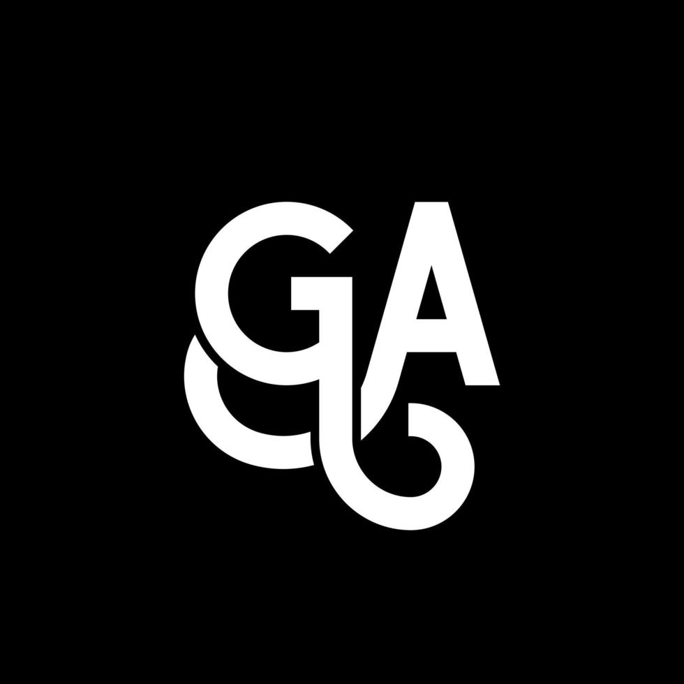 ga design de logotipo de carta em fundo preto. ga conceito de logotipo de letra de iniciais criativas. ga design de letras. ga design de letra branca sobre fundo preto. ga, logotipo do ga vetor