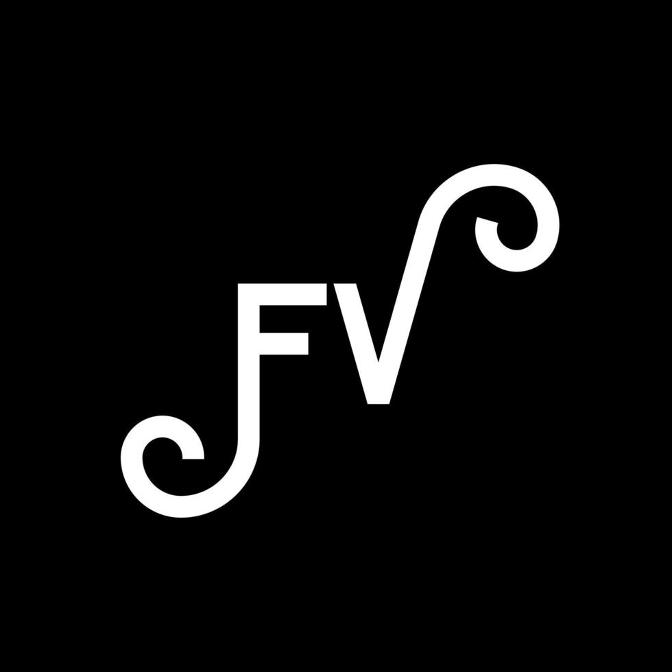 design de logotipo de carta fv em fundo preto. conceito de logotipo de letra de iniciais criativas fv. design de letra fv. fv design de letra branca sobre fundo preto. fv, logotipo fv vetor