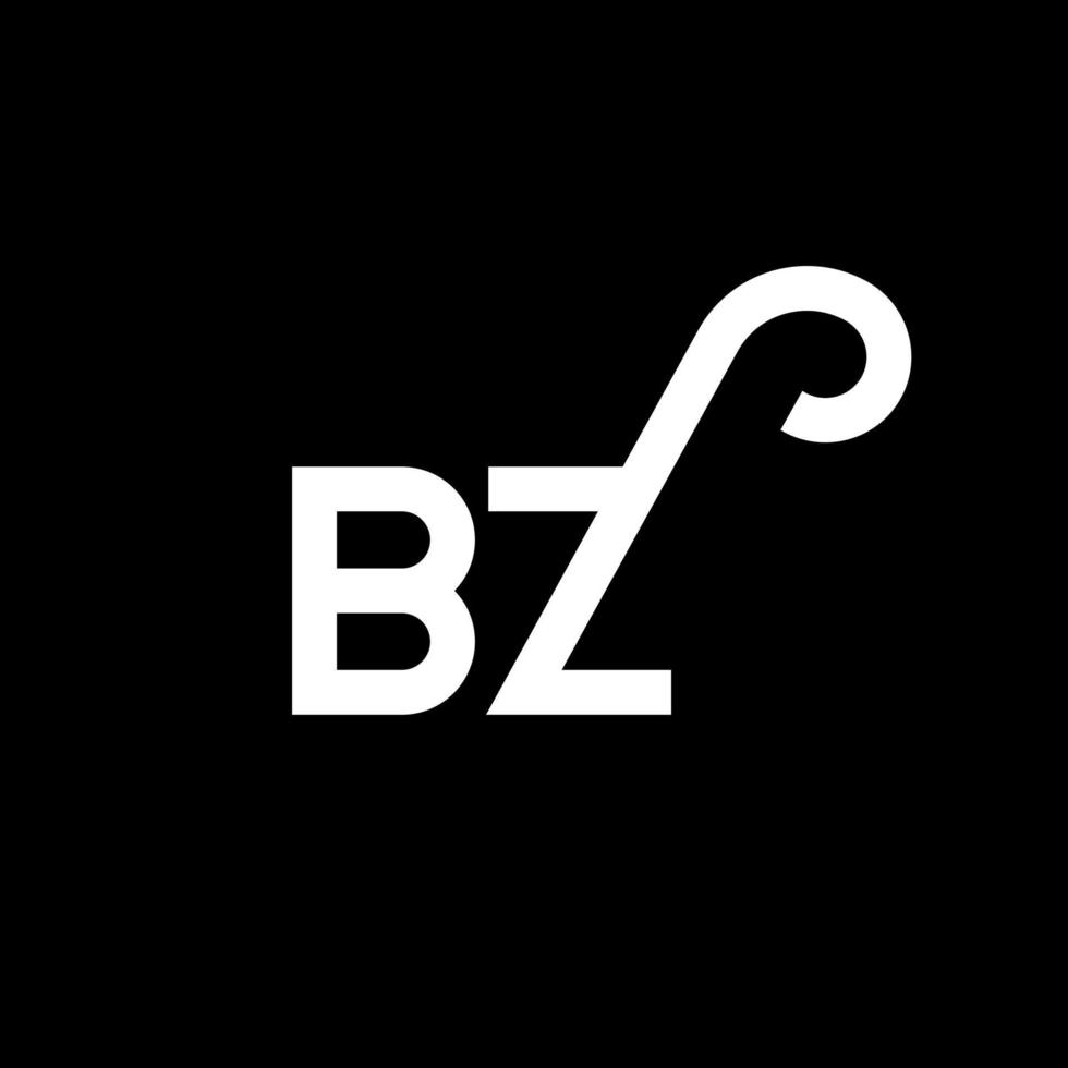 design de logotipo de letra bz em fundo preto. bz conceito de logotipo de letra de iniciais criativas. design de letra bz. bz design de letra branca sobre fundo preto. bz, logo bz vetor