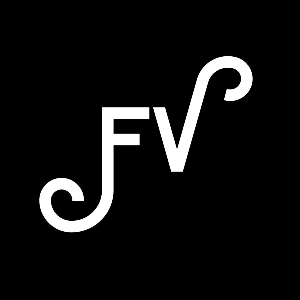 design de logotipo de carta fv em fundo preto. conceito de logotipo de letra de iniciais criativas fv. design de letra fv. fv design de letra branca sobre fundo preto. fv, logotipo fv vetor