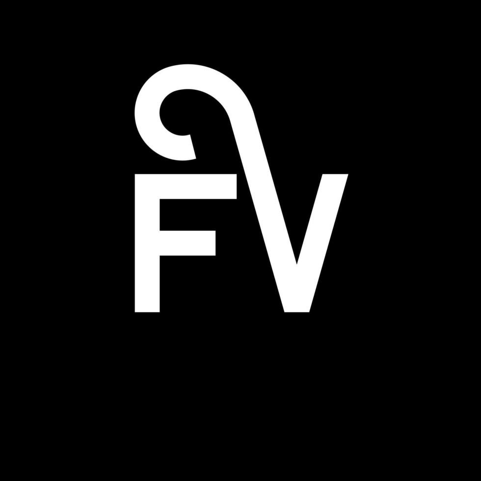 design de logotipo de carta fv em fundo preto. conceito de logotipo de letra de iniciais criativas fv. design de letra fv. fv design de letra branca sobre fundo preto. fv, logotipo fv vetor