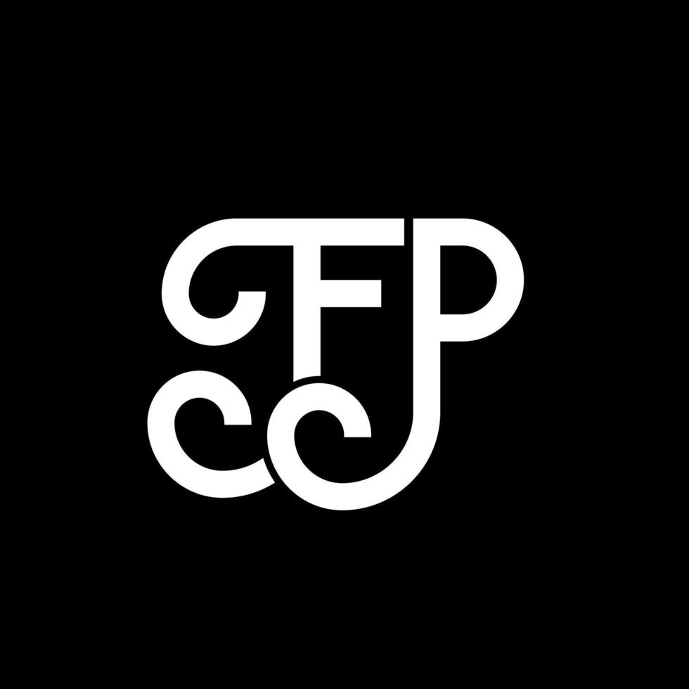 design de logotipo de carta fp em fundo preto. conceito de logotipo de letra de iniciais criativas fp. design de letra fp. fp design de letra branca sobre fundo preto. fp, logo fp vetor