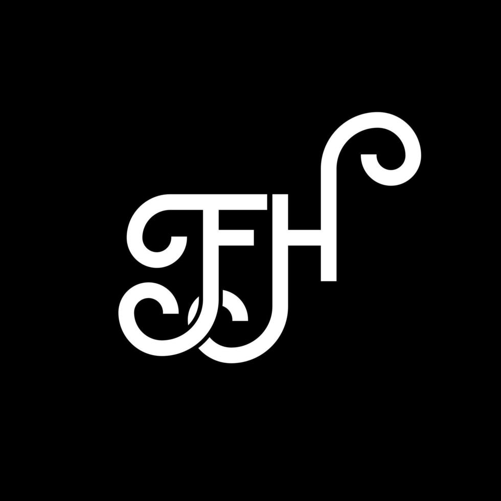 design de logotipo de letra fh em fundo preto. conceito de logotipo de letra de iniciais criativas fh. design de letra fh. fh design de letra branca sobre fundo preto. fh, logo fh vetor