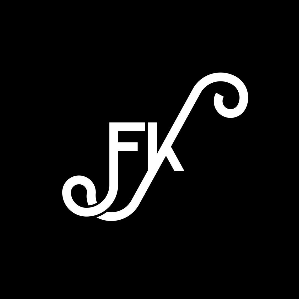 design de logotipo de letra fk em fundo preto. conceito de logotipo de letra de iniciais criativas fk. design de letra fk. fk design de letra branca sobre fundo preto. fk, logo fk vetor