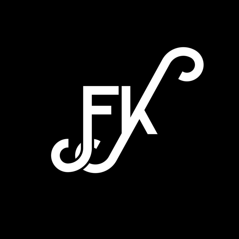design de logotipo de letra fk em fundo preto. conceito de logotipo de letra de iniciais criativas fk. design de letra fk. fk design de letra branca sobre fundo preto. fk, logo fk vetor