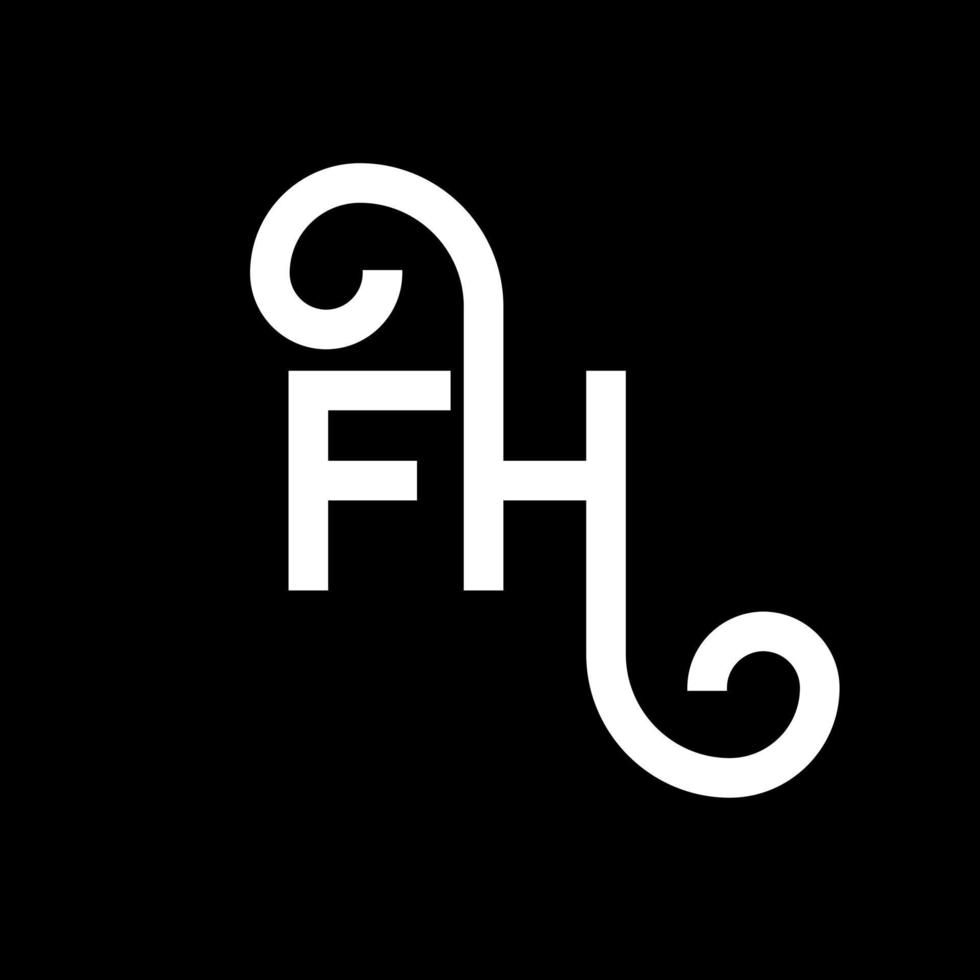 design de logotipo de letra fh em fundo preto. conceito de logotipo de letra de iniciais criativas fh. design de letra fh. fh design de letra branca sobre fundo preto. fh, logo fh vetor