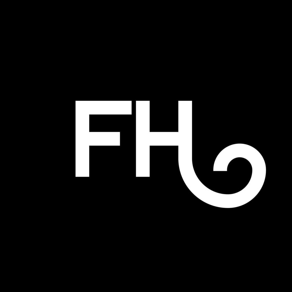 design de logotipo de letra fh em fundo preto. conceito de logotipo de letra de iniciais criativas fh. design de letra fh. fh design de letra branca sobre fundo preto. fh, logo fh vetor