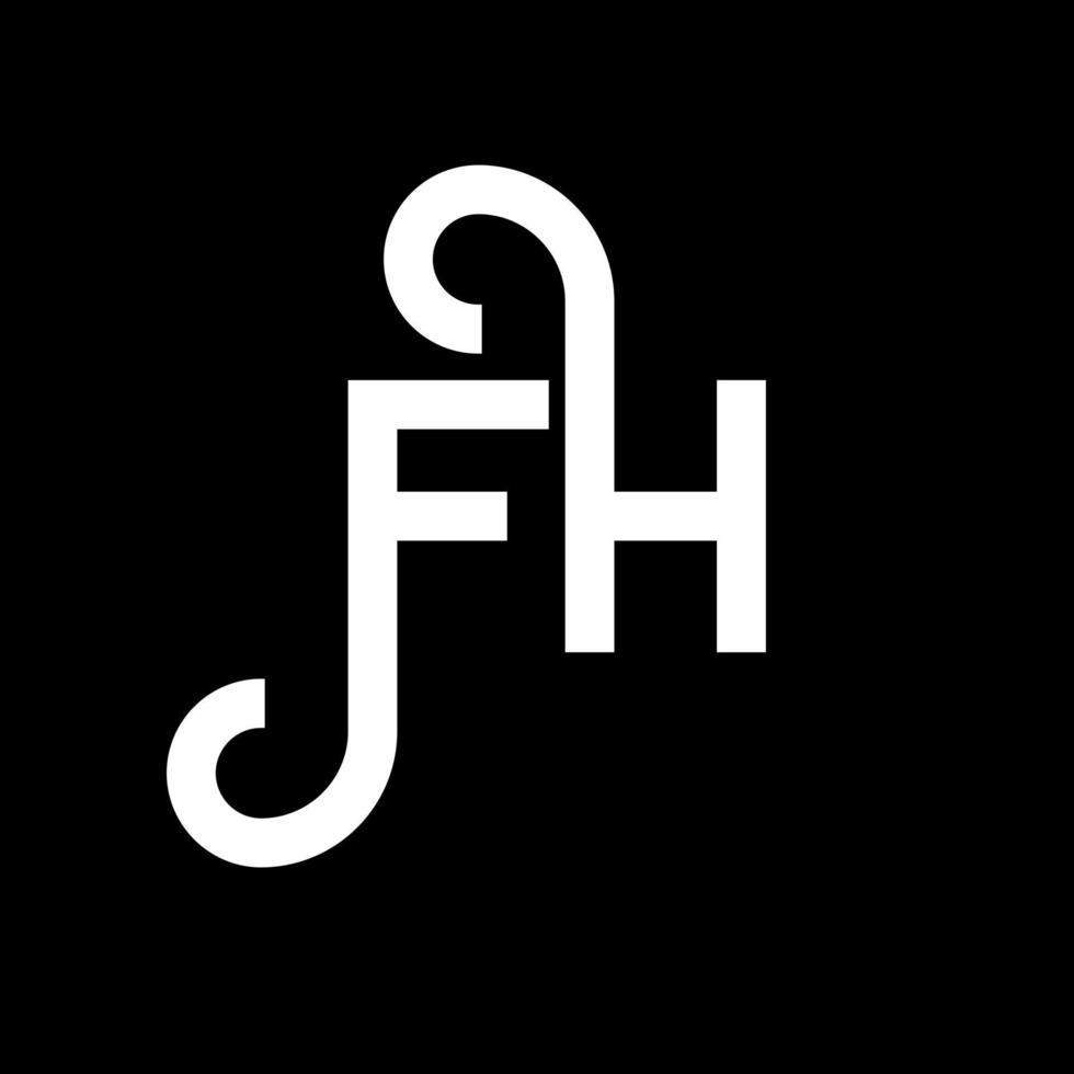 design de logotipo de letra fh em fundo preto. conceito de logotipo de letra de iniciais criativas fh. design de letra fh. fh design de letra branca sobre fundo preto. fh, logo fh vetor