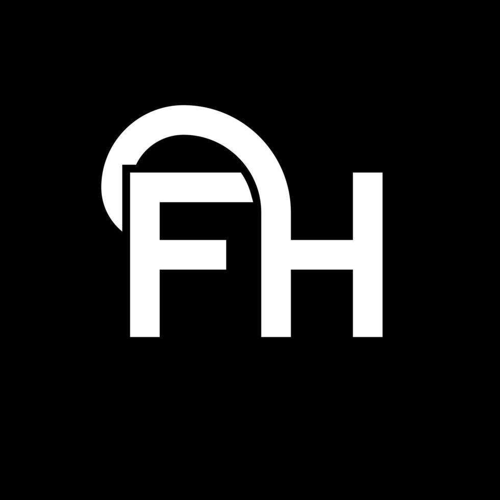 design de logotipo de letra fh em fundo preto. conceito de logotipo de letra de iniciais criativas fh. design de letra fh. fh design de letra branca sobre fundo preto. fh, logo fh vetor