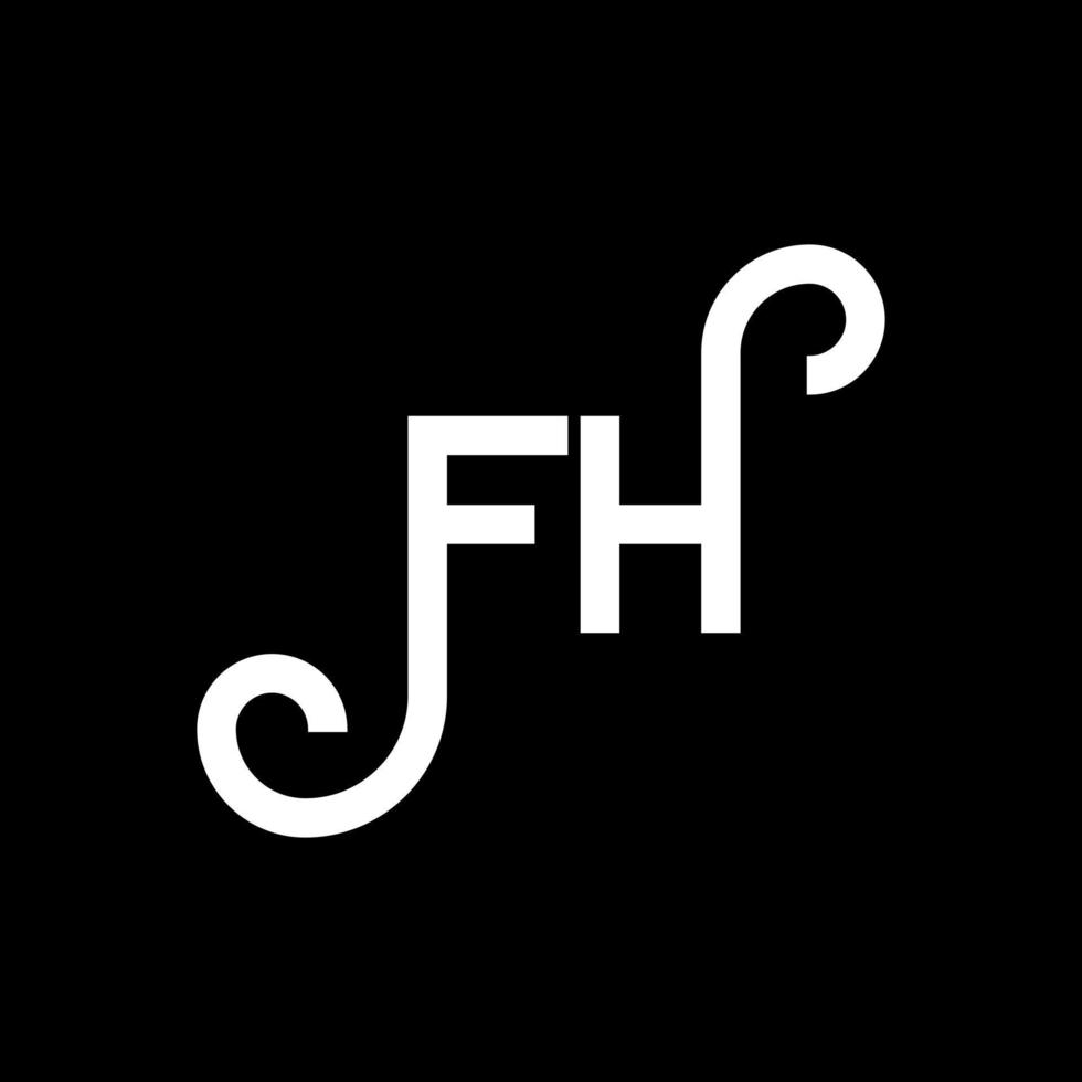 design de logotipo de letra fh em fundo preto. conceito de logotipo de letra de iniciais criativas fh. design de letra fh. fh design de letra branca sobre fundo preto. fh, logo fh vetor