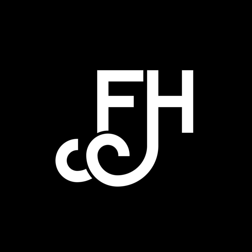 design de logotipo de letra fh em fundo preto. conceito de logotipo de letra de iniciais criativas fh. design de letra fh. fh design de letra branca sobre fundo preto. fh, logo fh vetor